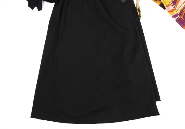 コムデギャルソンCOMME des GARCONS ビンテージスカーフアームスリーブドッキング袖フリル半身ジャケット 黒S K-83398_010