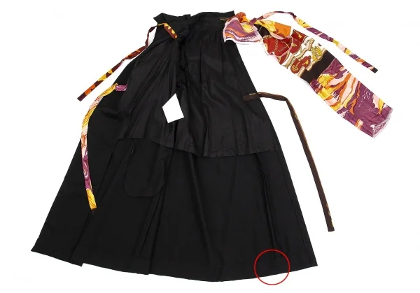 コムデギャルソンCOMME des GARCONS ビンテージスカーフアームスリーブドッキング袖フリル半身ジャケット 黒S K-83398_012