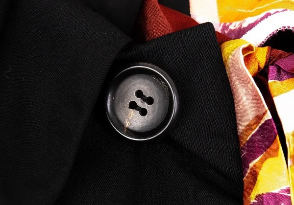 コムデギャルソンCOMME des GARCONS ビンテージスカーフアームスリーブドッキング袖フリル半身ジャケット 黒S K-83398_005