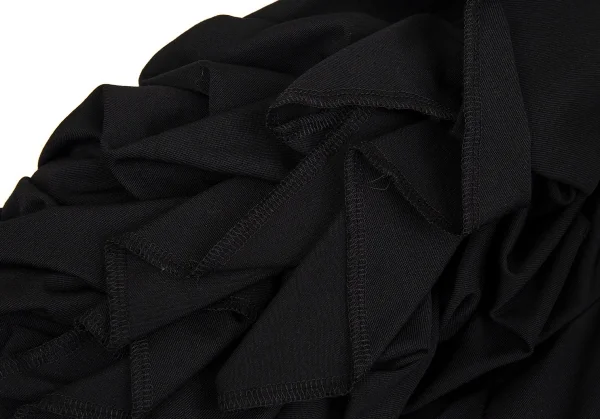 コムデギャルソンCOMME des GARCONS ビンテージスカーフアームスリーブドッキング袖フリル半身ジャケット 黒S K-83398_007