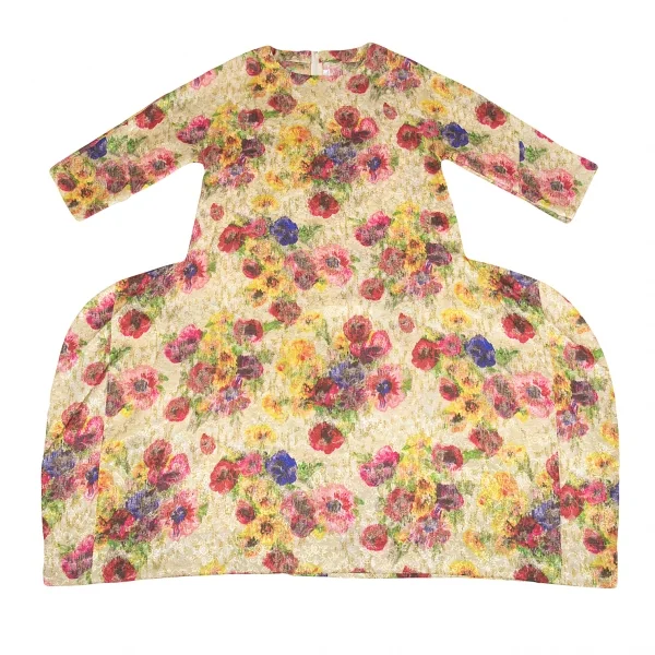 コムデギャルソンCOMME des GARCONS ポリ花柄ジャガードサイドフレアワンピース マルチS K-83400_002