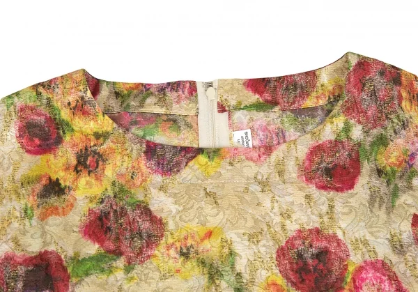 コムデギャルソンCOMME des GARCONS ポリ花柄ジャガードサイドフレアワンピース マルチS K-83400_004