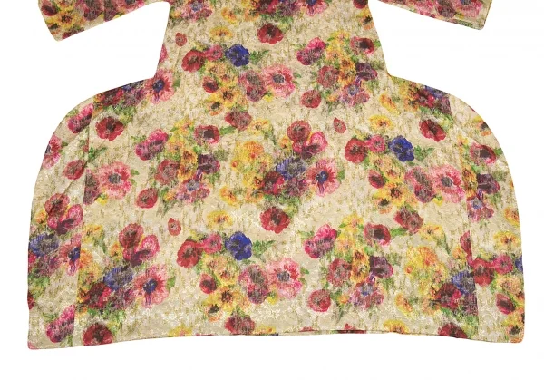 コムデギャルソンCOMME des GARCONS ポリ花柄ジャガードサイドフレアワンピース マルチS K-83400_007