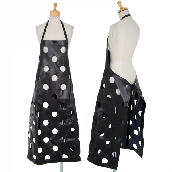 ブラックコムデギャルソンBLACK COMME des GARCONS パンチングシンセティックレザーエプロンワンピース 黒S K-83410_001