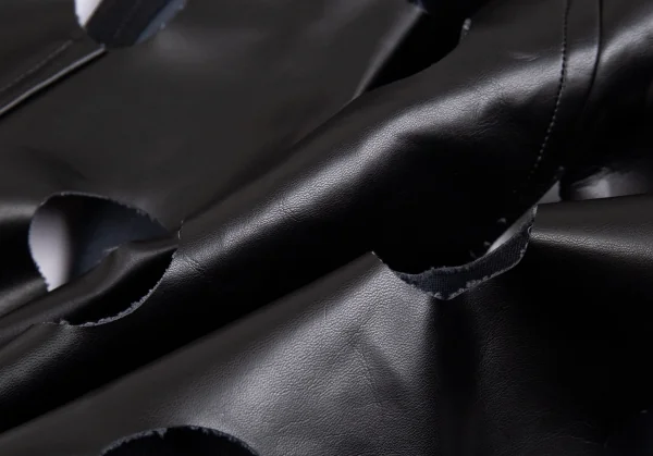 ブラックコムデギャルソンBLACK COMME des GARCONS パンチングシンセティックレザーエプロンワンピース 黒S K-83410_014