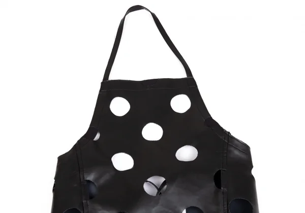 ブラックコムデギャルソンBLACK COMME des GARCONS パンチングシンセティックレザーエプロンワンピース 黒S K-83410_003
