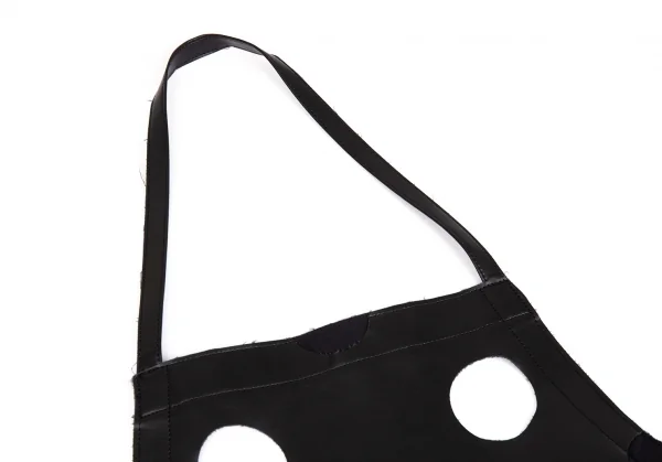 ブラックコムデギャルソンBLACK COMME des GARCONS パンチングシンセティックレザーエプロンワンピース 黒S K-83410_004
