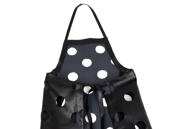 ブラックコムデギャルソンBLACK COMME des GARCONS パンチングシンセティックレザーエプロンワンピース 黒S K-83410_008