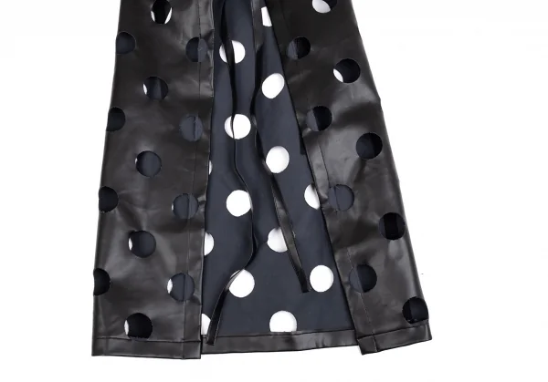 ブラックコムデギャルソンBLACK COMME des GARCONS パンチングシンセティックレザーエプロンワンピース 黒S K-83410_009