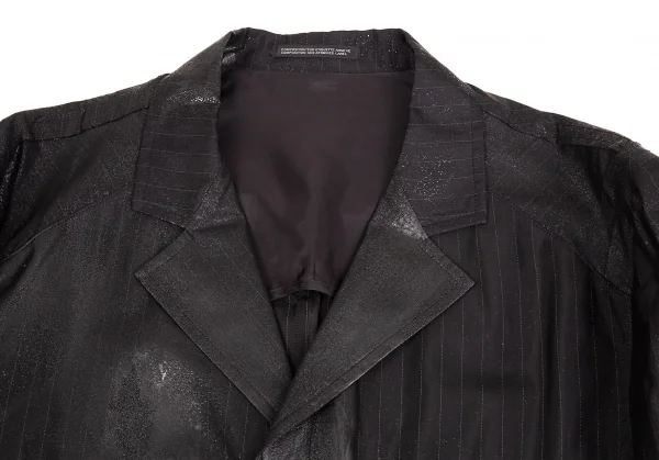 Yohji Yamamoto POUR HOMME Striped Glitter Coating Jacket K-83425_002
