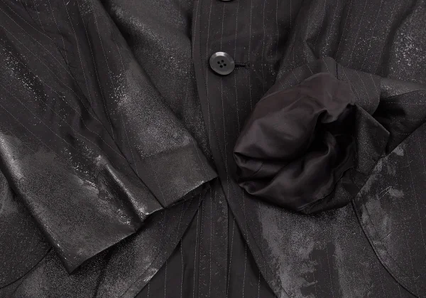 Yohji Yamamoto POUR HOMME Striped Glitter Coating Jacket K-83425_006