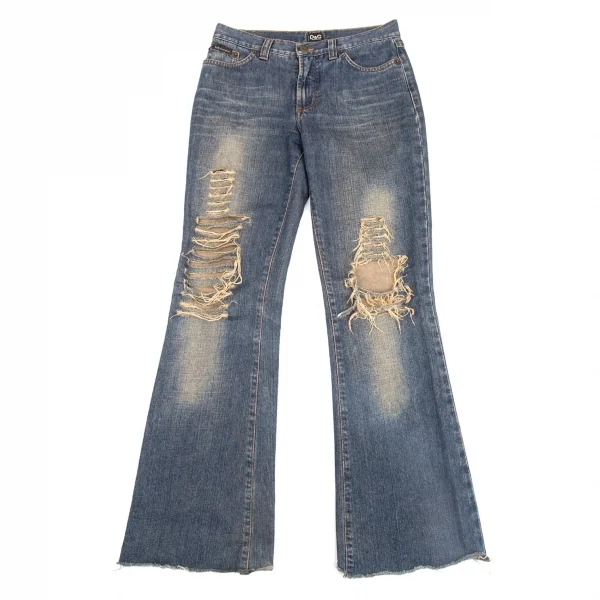 D&G クラッシュ加工デニムパンツ インディゴ26 K-83543_001