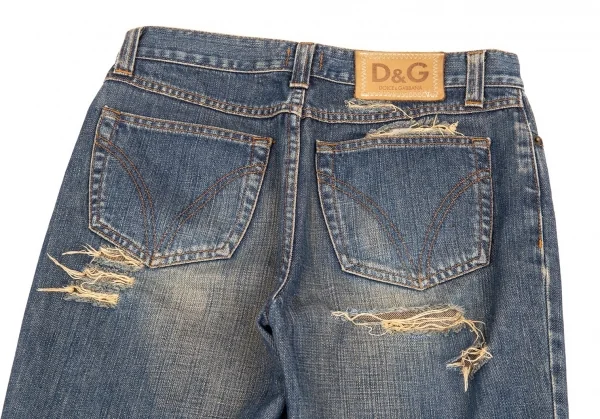 D&G クラッシュ加工デニムパンツ インディゴ26 K-83543_013