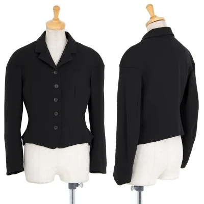 ヨウジヤマモト ファムYohji Yamamoto FEMME ウールジョーゼットショート丈ジャケット 黒