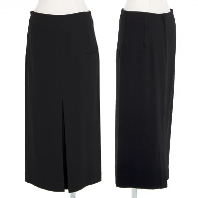 ヨウジヤマモト ファムYohji Yamamoto FEMME ウールジョーゼットセンタースリットスカート 黒