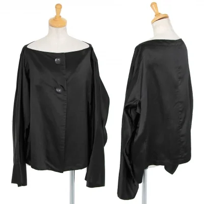 ヨウジヤマモト ファムYohji Yamamoto FEMME シルクサテンワイドスリーブジャケット 黒