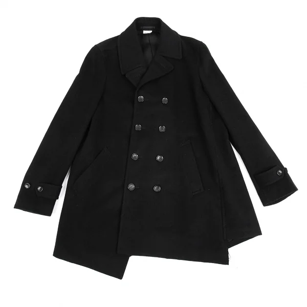 コムデギャルソン オムプリュスCOMME des GARCONS HOMME PLUS カシミヤ混ねじれウールピーコート 黒M K-83645_001