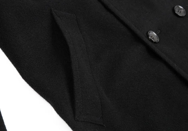 コムデギャルソン オムプリュスCOMME des GARCONS HOMME PLUS カシミヤ混ねじれウールピーコート 黒M K-83645_007