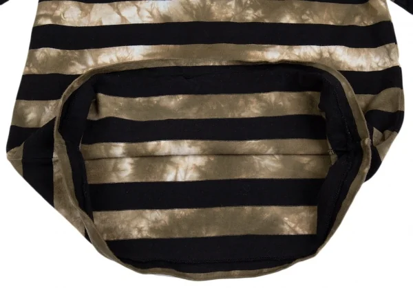 ブラックコムデギャルソンBLACK COMME des GARCONS むら染めボーダーカットソー カーキ黒XS K-83665_008