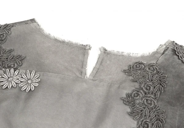 トリココムデギャルソンtricot COMME des GARCONS 製品染めレース切替パッチワークトップス グレーS K-83667_011