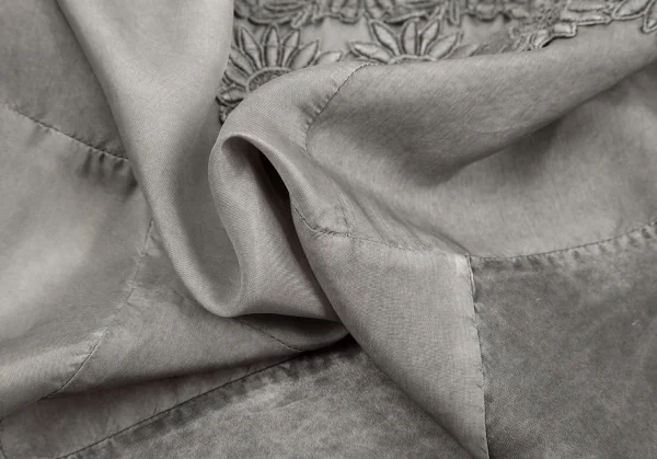 トリココムデギャルソンtricot COMME des GARCONS 製品染めレース切替パッチワークトップス グレーS K-83667_013