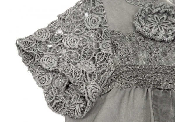 トリココムデギャルソンtricot COMME des GARCONS 製品染めレース切替パッチワークトップス グレーS K-83667_005