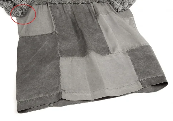 トリココムデギャルソンtricot COMME des GARCONS 製品染めレース切替パッチワークトップス グレーS K-83667_006