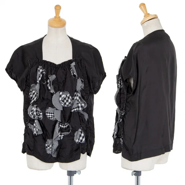 トリコ コムデギャルソン トリコスペシャルtricot COMME des GARCONS tricot pecial チェック切替サークルカットデザイントップス 黒S K-83669_001