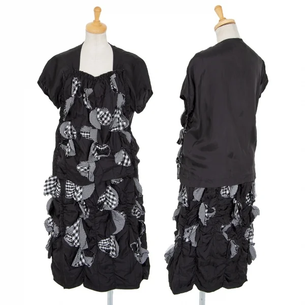 トリコ コムデギャルソン トリコスペシャルtricot COMME des GARCONS tricot pecial チェック切替サークルカットデザイントップス 黒S K-83669_017