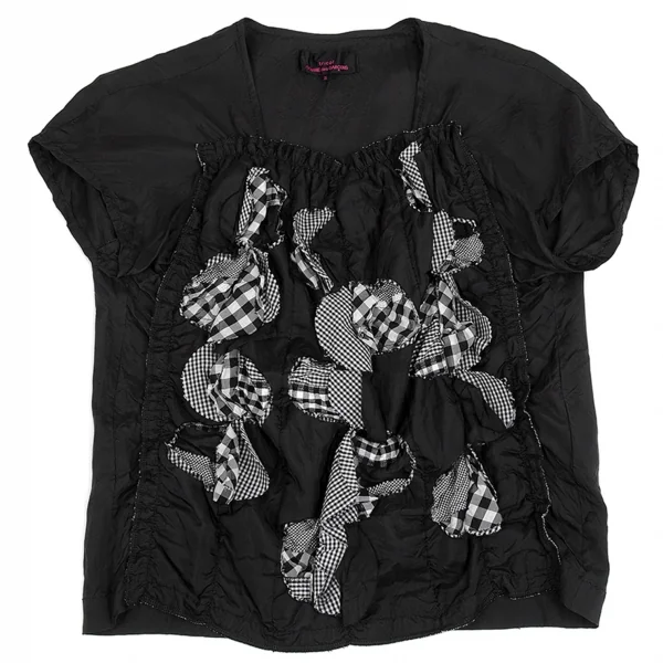 トリコ コムデギャルソン トリコスペシャルtricot COMME des GARCONS tricot pecial チェック切替サークルカットデザイントップス 黒S K-83669_002