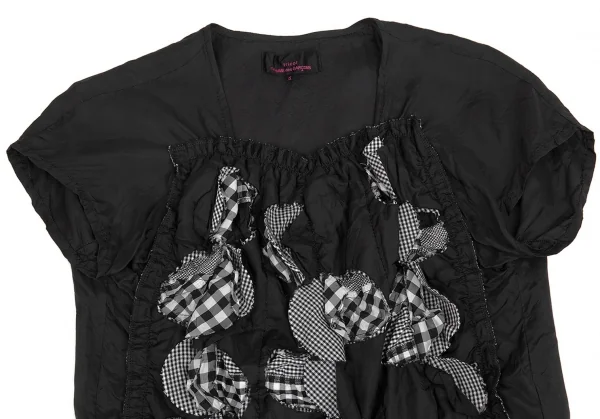 トリコ コムデギャルソン トリコスペシャルtricot COMME des GARCONS tricot pecial チェック切替サークルカットデザイントップス 黒S K-83669_003