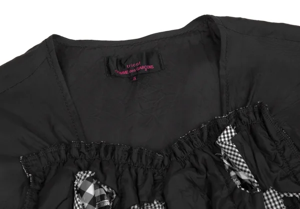 トリコ コムデギャルソン トリコスペシャルtricot COMME des GARCONS tricot pecial チェック切替サークルカットデザイントップス 黒S K-83669_004