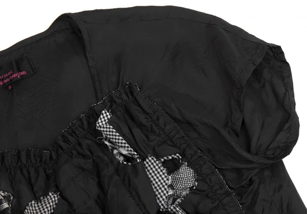 トリコ コムデギャルソン トリコスペシャルtricot COMME des GARCONS tricot pecial チェック切替サークルカットデザイントップス 黒S K-83669_005