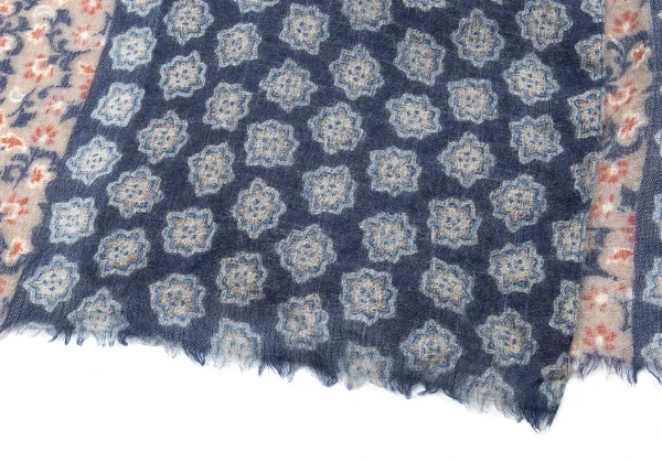 ジエッレ ミラノ for パパス プラスGIERREMILANO for Papas ＋花柄ウールストール 紺茶 K-83701_003