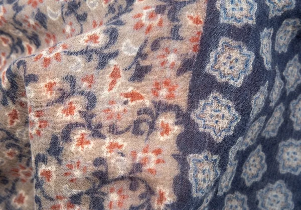 ジエッレ ミラノ for パパス プラスGIERREMILANO for Papas ＋花柄ウールストール 紺茶 K-83701_005