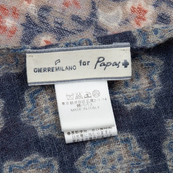 ジエッレ ミラノ for パパス プラスGIERREMILANO for Papas ＋花柄ウールストール 紺茶 K-83701_008