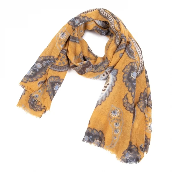 ジエッレ ミラノ for パパス プラスGIERRE MILANO for Papas ＋ペイズリー柄ウールストール 金茶 K-83703_001