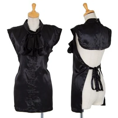 コムコム コムデギャルソンCOMME des GARCONSポリサテンギャザースカーフ前掛けベスト