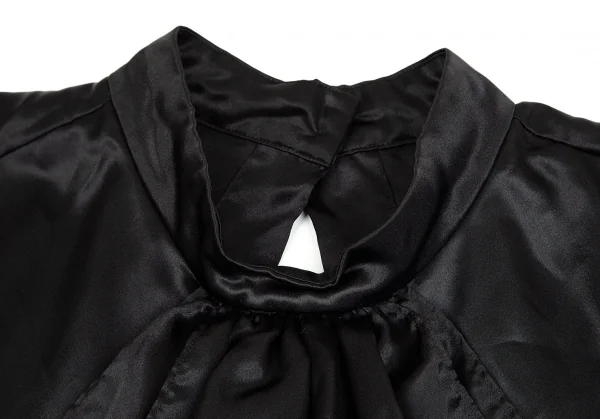 コムコム コムデギャルソンCOMME des GARCONSポリサテンギャザースカーフ前掛けベスト 黒M K-83728_004