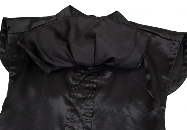 コムコム コムデギャルソンCOMME des GARCONSポリサテンギャザースカーフ前掛けベスト 黒M K-83728_006