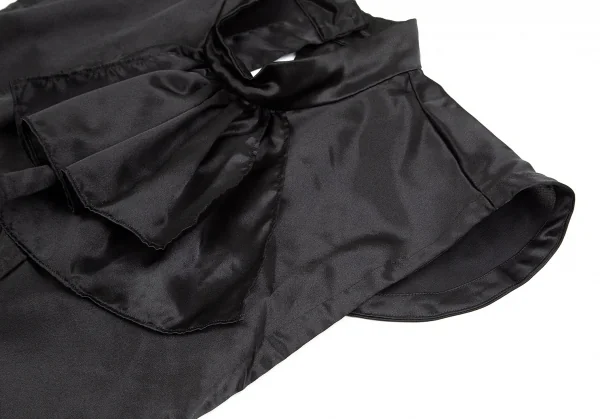 コムコム コムデギャルソンCOMME des GARCONSポリサテンギャザースカーフ前掛けベスト 黒M K-83728_007