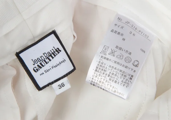 ジャンポールゴルチエ フォー セットプルミエJean Paul GAULTIER FOR SEPT PREMIERES コットンハーフパンツ 白36 K-83824_010
