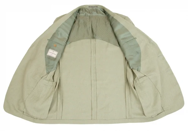 エルメネジルドゼニアErmenegildo Zegna リネンシルクパピートゥースジャケット 緑ベージュ52 K-83853_011