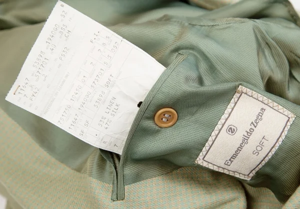 エルメネジルドゼニアErmenegildo Zegna リネンシルクパピートゥースジャケット 緑ベージュ52 K-83853_016