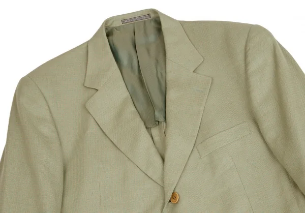 エルメネジルドゼニアErmenegildo Zegna リネンシルクパピートゥースジャケット 緑ベージュ52 K-83853_002