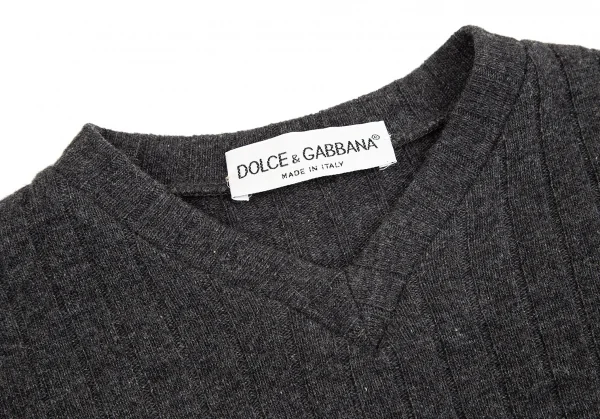 ドルチェ&ガッバーナDOLCE&GABBANA ショート丈Vネックリブニットセーター グレー40 K-83863_004
