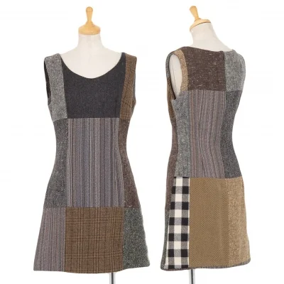 ドルチェ&ガッバーナDOLCE&GABBANA パッチワーク切替ノースリーブワンピース