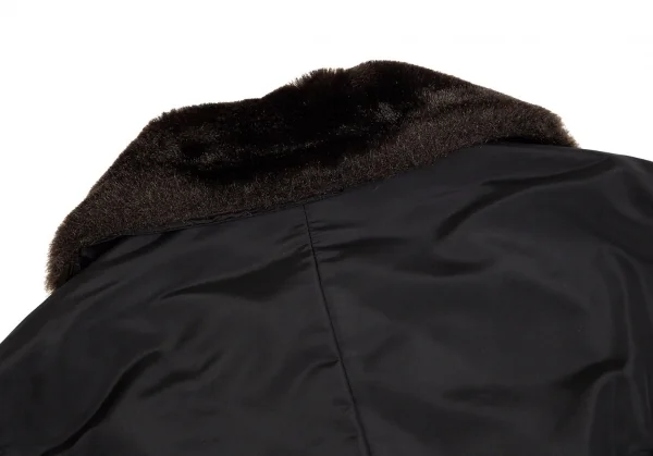 ドルチェ&ガッバーナDOLCE&GABBANA 袖ニット切替ボア襟ショート丈ブルゾン 黒グレー42 K-83866_013