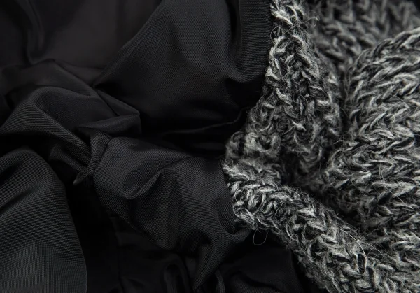 ドルチェ&ガッバーナDOLCE&GABBANA 袖ニット切替ボア襟ショート丈ブルゾン 黒グレー42 K-83866_014