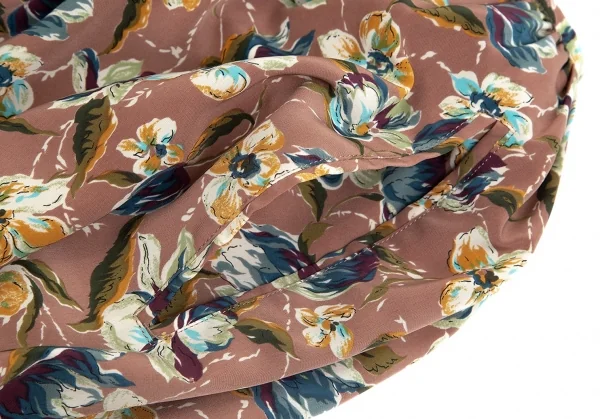 ジャンポールゴルチエ ファムJean Paul GAULTIER FEMME フローラルプリント前開きギャザースカート モカピンク他M位 K-83868_005